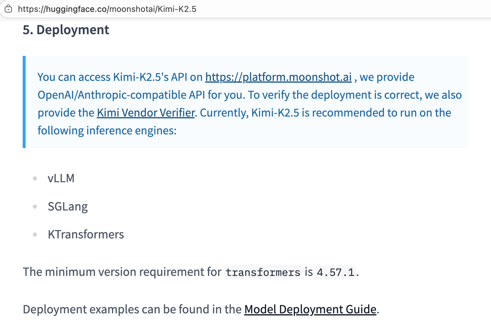 Kimi K2.5 recommends KTransformers